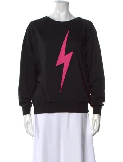Pre-owned Aviator Nation Graphic Print Crew Neck Sweatshirt In Black