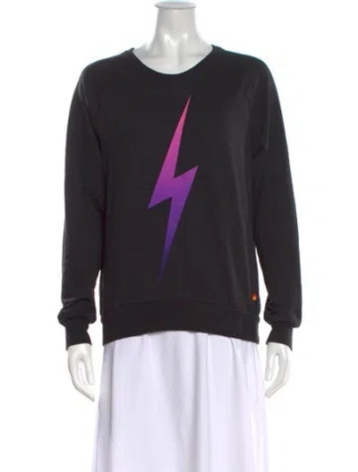 Pre-owned Aviator Nation Graphic Print Crew Neck Sweatshirt In Black