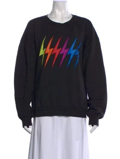 Pre-owned Aviator Nation Graphic Print Crew Neck Sweatshirt In Black
