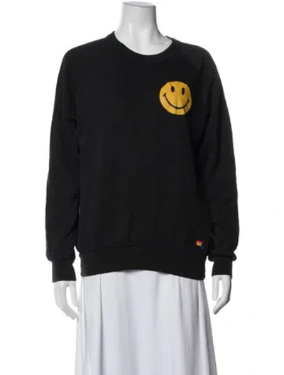 Pre-owned Aviator Nation Graphic Print Crew Neck Sweatshirt In Black