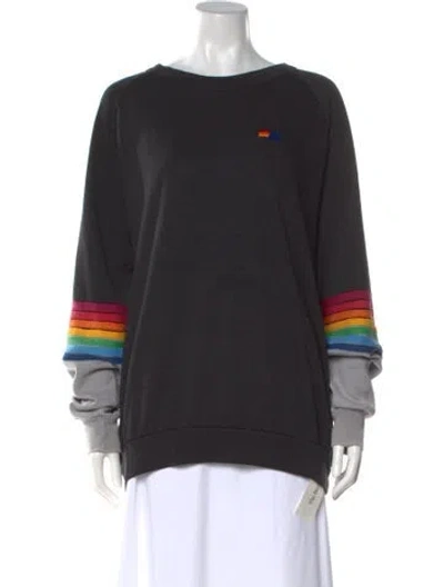 Pre-owned Aviator Nation Graphic Print Crew Neck Sweatshirt In Black