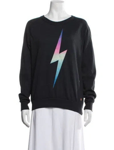 Pre-owned Aviator Nation Graphic Print Crew Neck Sweatshirt In Black