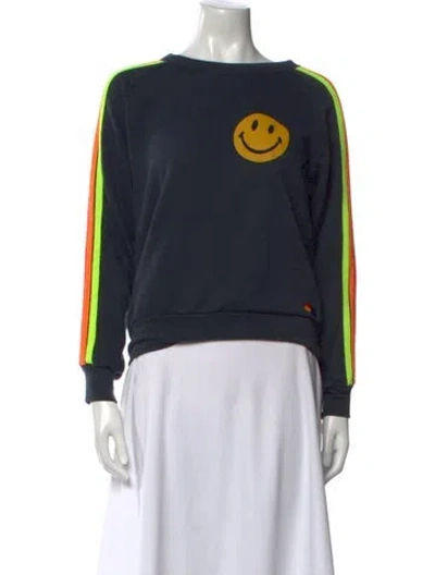 Pre-owned Aviator Nation Graphic Print Crew Neck Sweatshirt In Blue