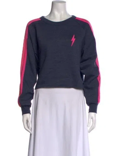 Pre-owned Aviator Nation Graphic Print Crew Neck Sweatshirt In Blue