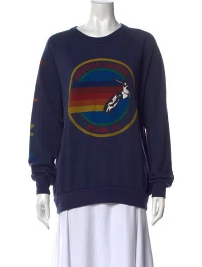 Pre-owned Aviator Nation Graphic Print Crew Neck Sweatshirt In Blue