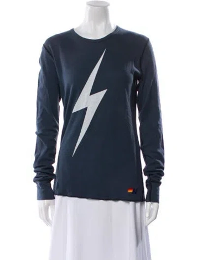 Pre-owned Aviator Nation Graphic Print Crew Neck Sweatshirt In Blue