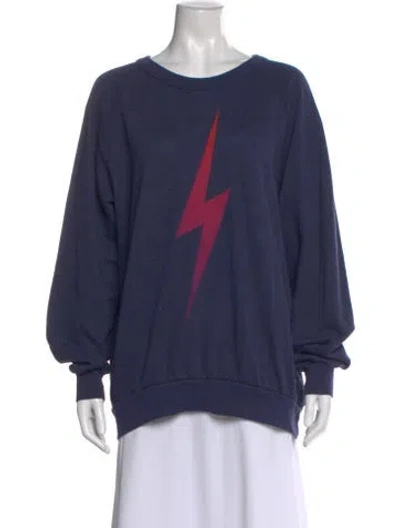 Pre-owned Aviator Nation Graphic Print Crew Neck Sweatshirt In Blue