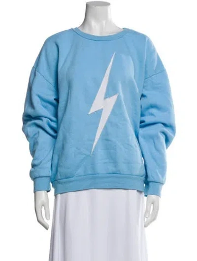 Pre-owned Aviator Nation Graphic Print Crew Neck Sweatshirt In Blue