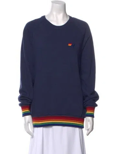 Pre-owned Aviator Nation Graphic Print Crew Neck Sweatshirt In Blue