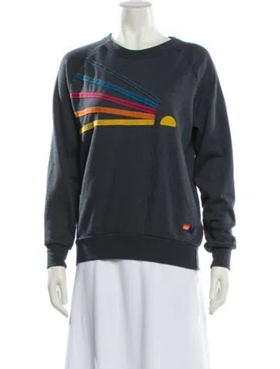 Pre-owned Aviator Nation Graphic Print Crew Neck Sweatshirt In Blue