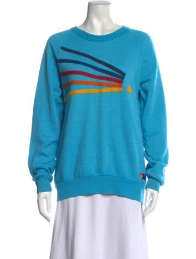 Pre-owned Aviator Nation Graphic Print Crew Neck Sweatshirt In Blue
