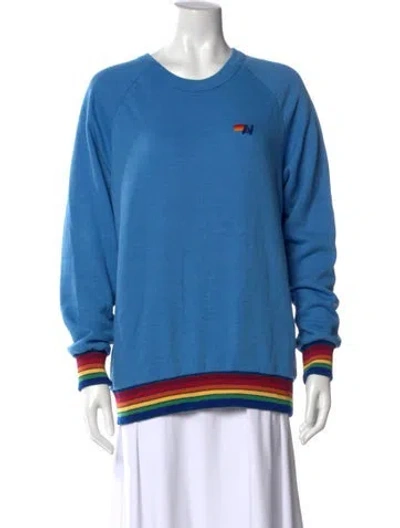 Pre-owned Aviator Nation Graphic Print Crew Neck Sweatshirt In Blue