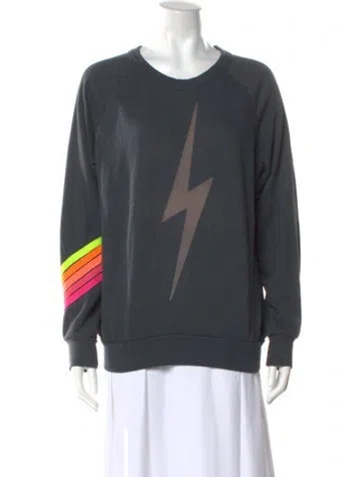 Pre-owned Aviator Nation Graphic Print Crew Neck Sweatshirt In Blue