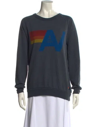 Pre-owned Aviator Nation Graphic Print Crew Neck Sweatshirt In Blue