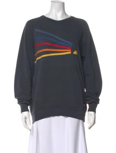 Pre-owned Aviator Nation Graphic Print Crew Neck Sweatshirt In Blue