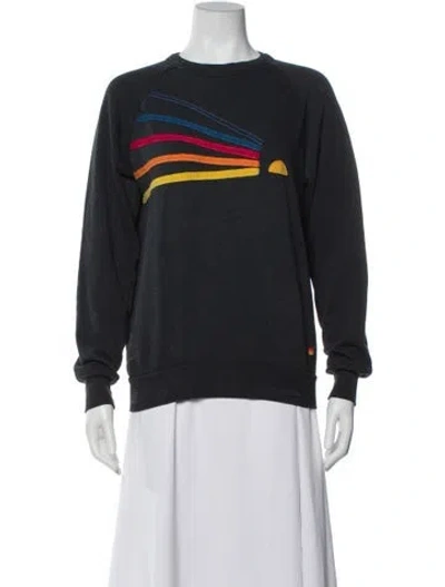 Pre-owned Aviator Nation Graphic Print Crew Neck Sweatshirt In Blue