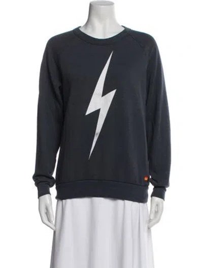 Pre-owned Aviator Nation Graphic Print Crew Neck Sweatshirt In Blue