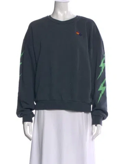 Pre-owned Aviator Nation Graphic Print Crew Neck Sweatshirt In Blue