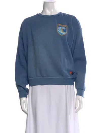 Pre-owned Aviator Nation Graphic Print Crew Neck Sweatshirt In Blue