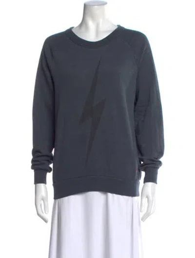 Pre-owned Aviator Nation Graphic Print Crew Neck Sweatshirt In Blue