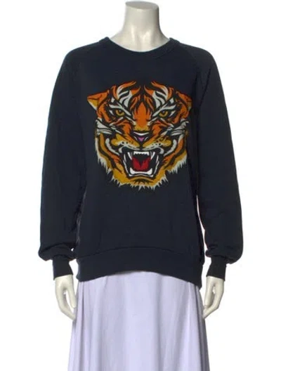 Pre-owned Aviator Nation Graphic Print Crew Neck Sweatshirt In Blue