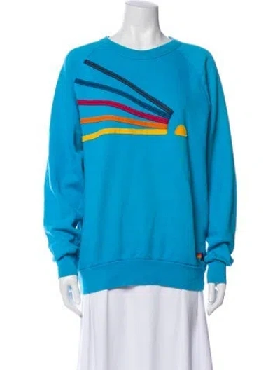 Pre-owned Aviator Nation Graphic Print Crew Neck Sweatshirt In Blue