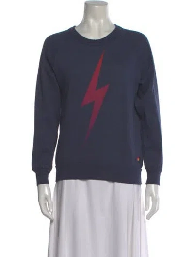 Pre-owned Aviator Nation Graphic Print Crew Neck Sweatshirt In Blue