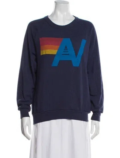 Pre-owned Aviator Nation Graphic Print Crew Neck Sweatshirt In Blue