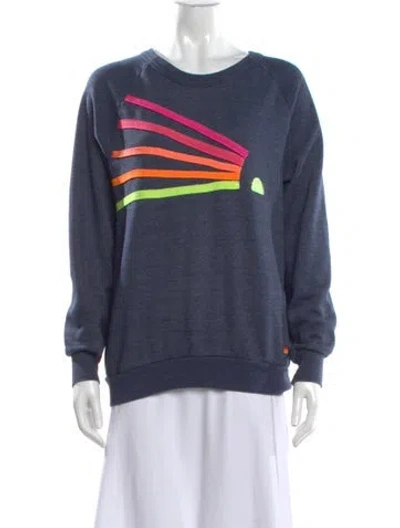 Pre-owned Aviator Nation Graphic Print Crew Neck Sweatshirt In Blue