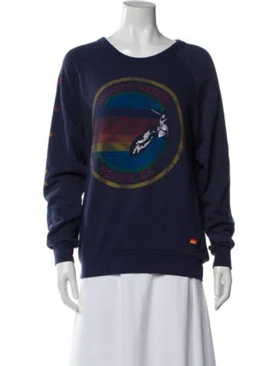 Pre-owned Aviator Nation Graphic Print Crew Neck Sweatshirt In Blue