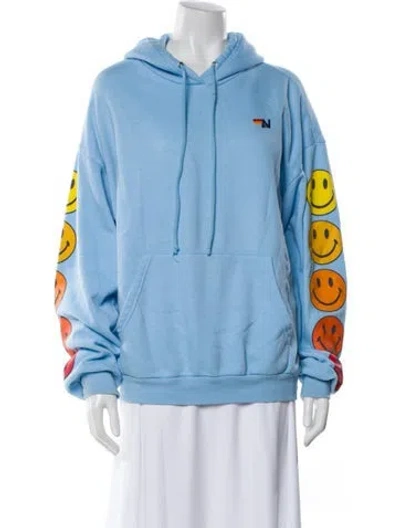 Pre-owned Aviator Nation Graphic Print Crew Neck Sweatshirt In Blue