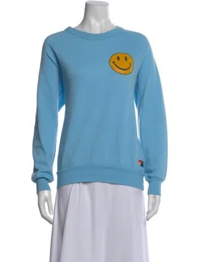Pre-owned Aviator Nation Graphic Print Crew Neck Sweatshirt In Blue