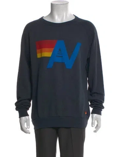 Pre-owned Aviator Nation Graphic Print Crew Neck Sweatshirt In Blue