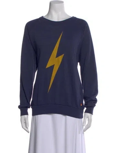 Pre-owned Aviator Nation Graphic Print Crew Neck Sweatshirt In Blue