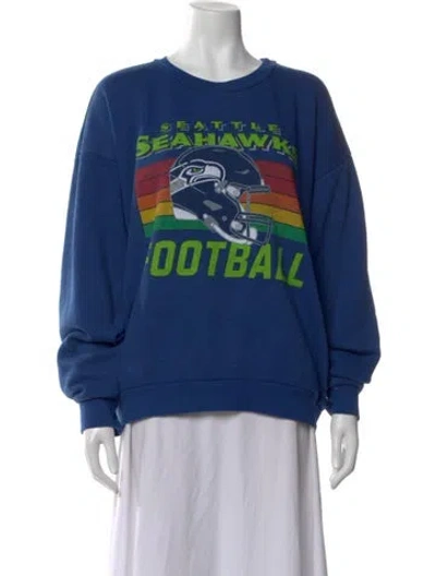 Pre-owned Aviator Nation Graphic Print Crew Neck Sweatshirt In Blue