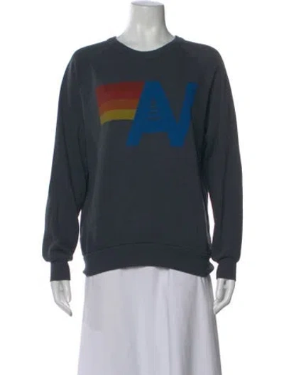 Pre-owned Aviator Nation Graphic Print Crew Neck Sweatshirt In Blue
