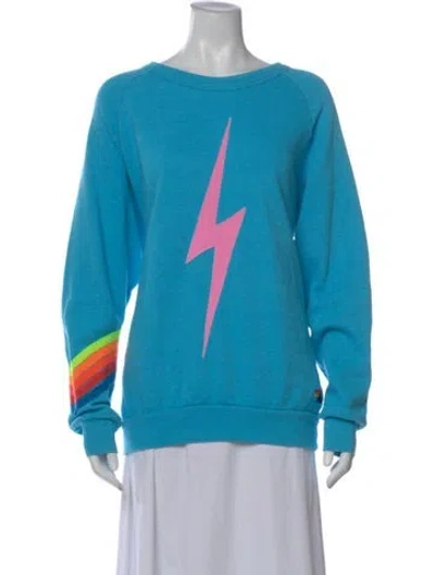 Pre-owned Aviator Nation Graphic Print Crew Neck Sweatshirt In Blue