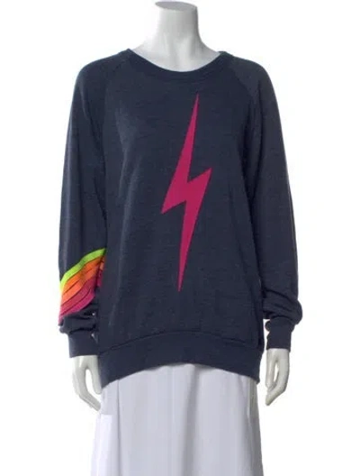 Pre-owned Aviator Nation Graphic Print Crew Neck Sweatshirt In Blue