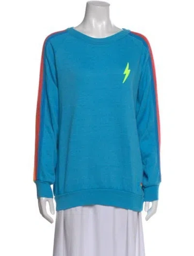Pre-owned Aviator Nation Graphic Print Crew Neck Sweatshirt In Blue