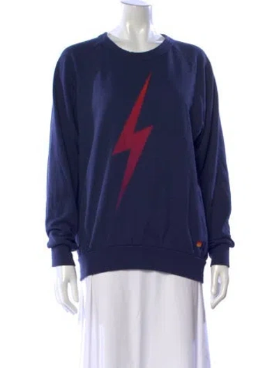 Pre-owned Aviator Nation Graphic Print Crew Neck Sweatshirt In Blue