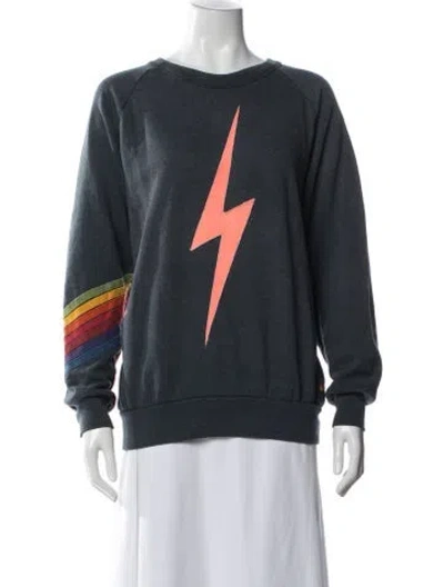 Pre-owned Aviator Nation Graphic Print Crew Neck Sweatshirt In Blue