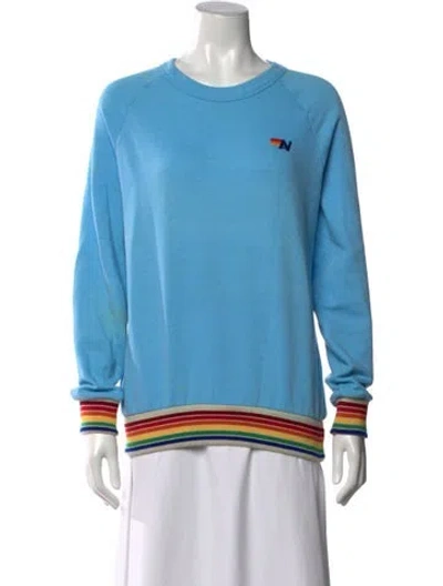 Pre-owned Aviator Nation Graphic Print Crew Neck Sweatshirt In Blue