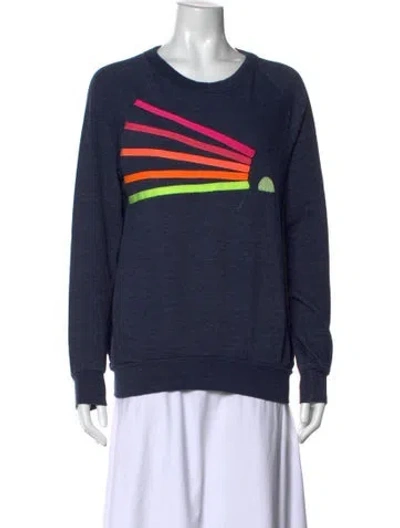 Pre-owned Aviator Nation Graphic Print Crew Neck Sweatshirt In Blue