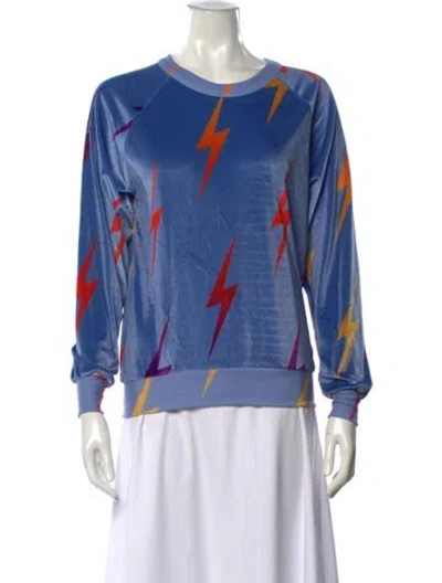 Pre-owned Aviator Nation Graphic Print Crew Neck Sweatshirt In Blue