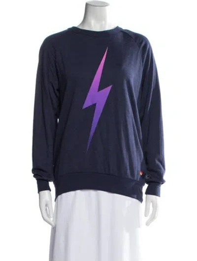 Pre-owned Aviator Nation Graphic Print Crew Neck Sweatshirt In Blue