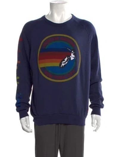 Pre-owned Aviator Nation Graphic Print Crew Neck Sweatshirt In Blue