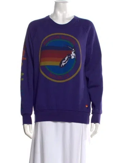 Pre-owned Aviator Nation Graphic Print Crew Neck Sweatshirt In Blue