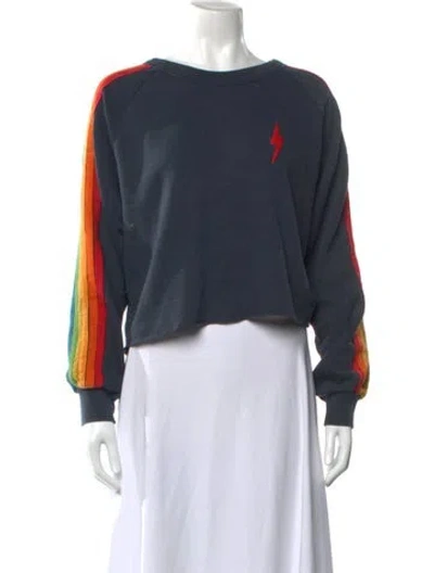 Pre-owned Aviator Nation Graphic Print Crew Neck Sweatshirt In Blue