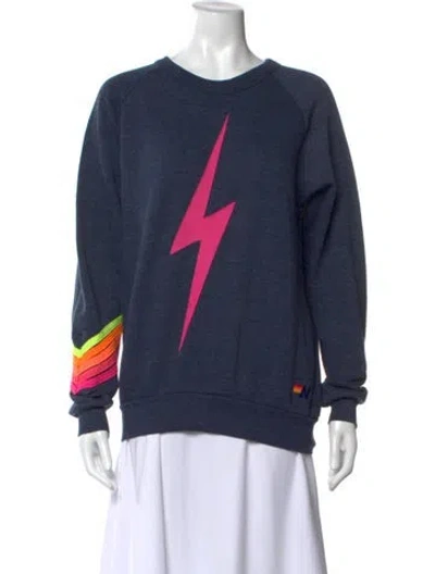 Pre-owned Aviator Nation Graphic Print Crew Neck Sweatshirt In Blue