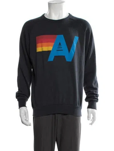 Pre-owned Aviator Nation Graphic Print Crew Neck Sweatshirt In Blue